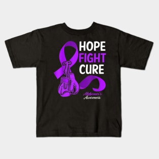 Hope Fight Cure Purple Ribbon Alzheimer's Awareness Kids T-Shirt